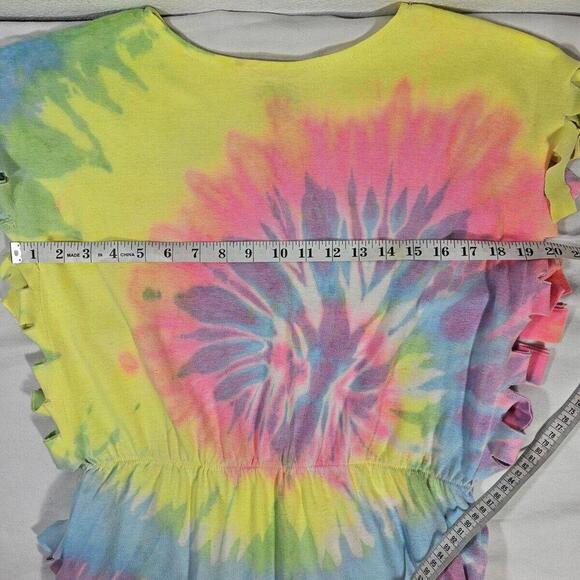Vintage Tie Dye Sun Dress Fringed Beach Coverup - Picture 6 of 7